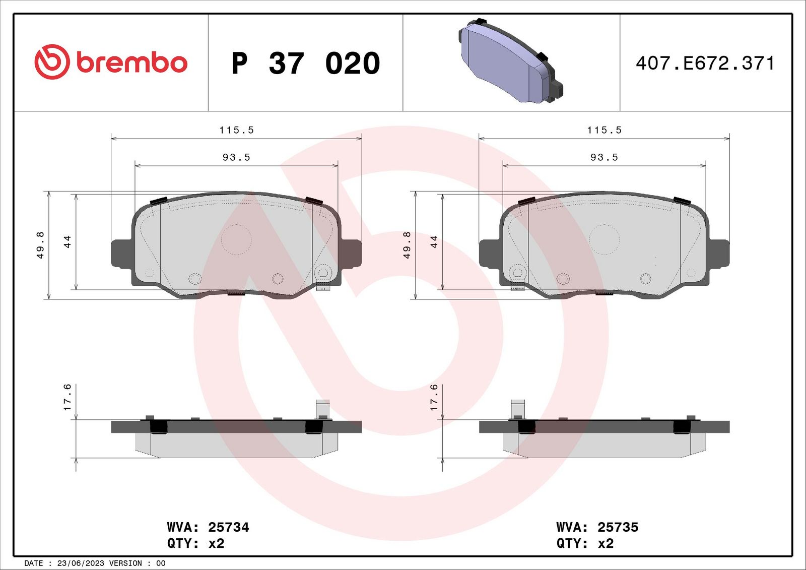 PRIME Low-Met Rear Disc Brake Pad Set - P37020_01