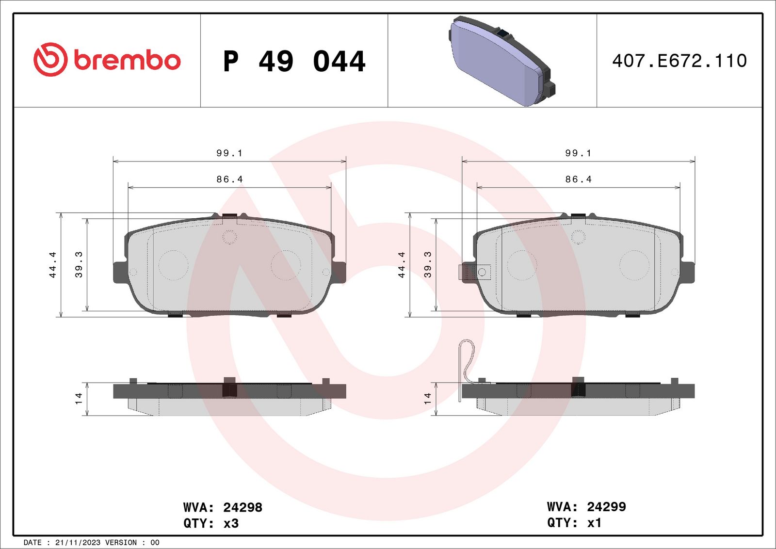 PRIME Low-Met Rear Disc Brake Pad Set - P49044_01
