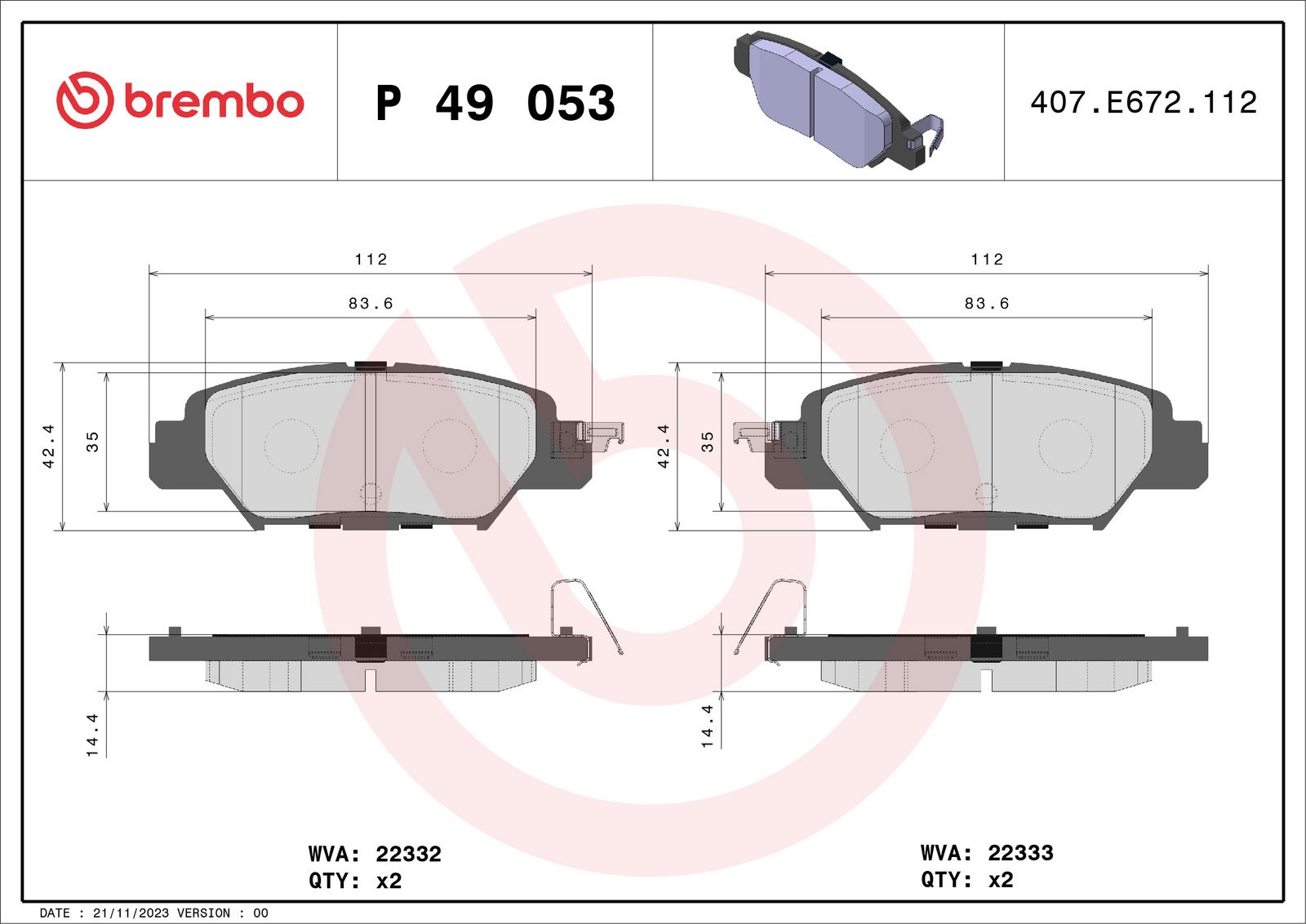 PRIME Low-Met Rear Disc Brake Pad Set - P49053_01