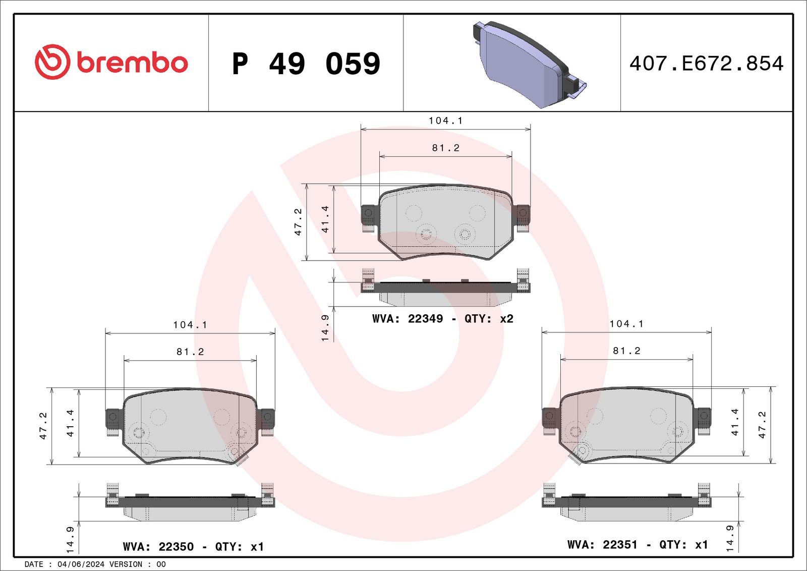 PRIME Low-Met Rear Disc Brake Pad Set - P49059_01