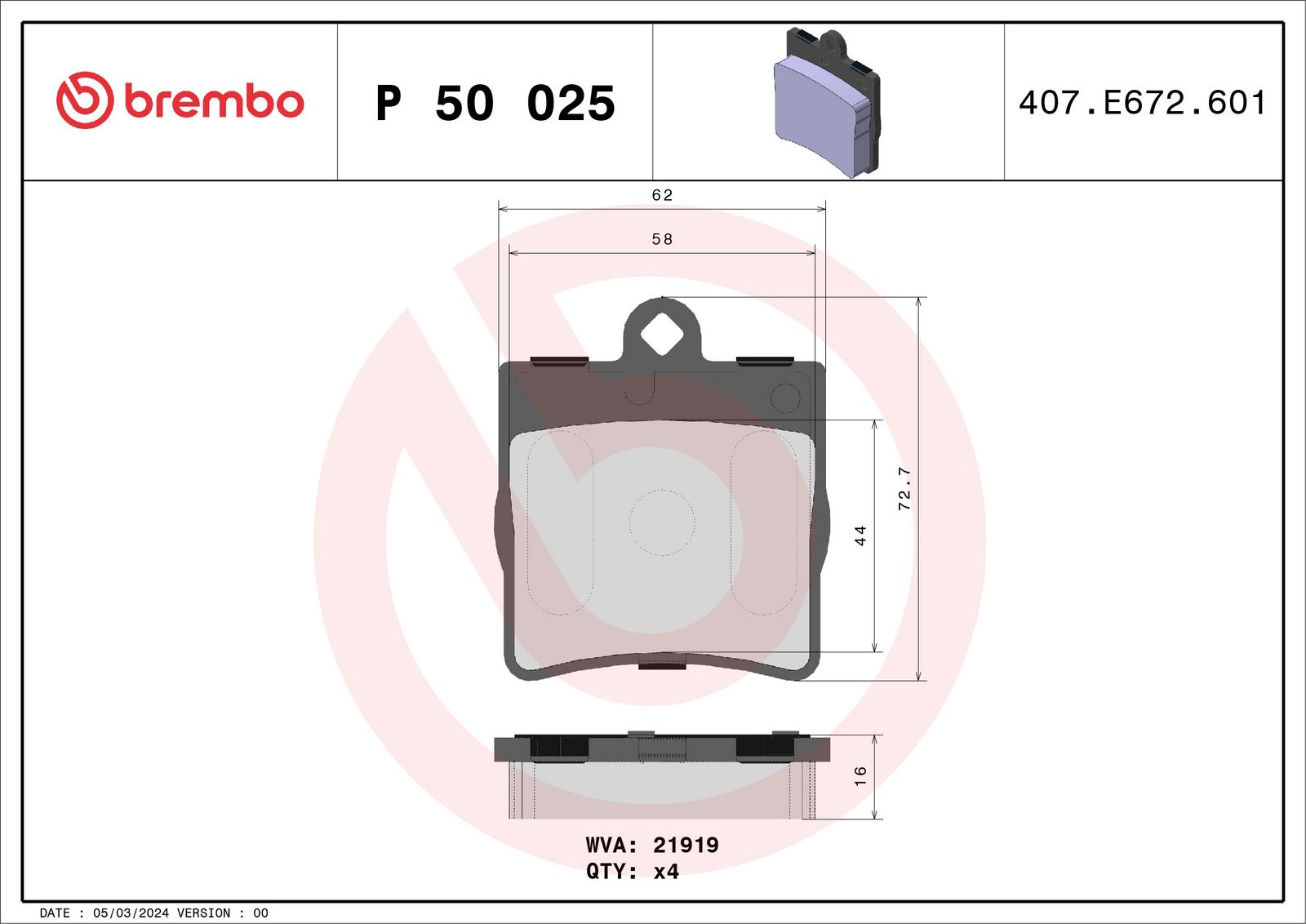PRIME Low-Met Rear Disc Brake Pad Set - P50025_01