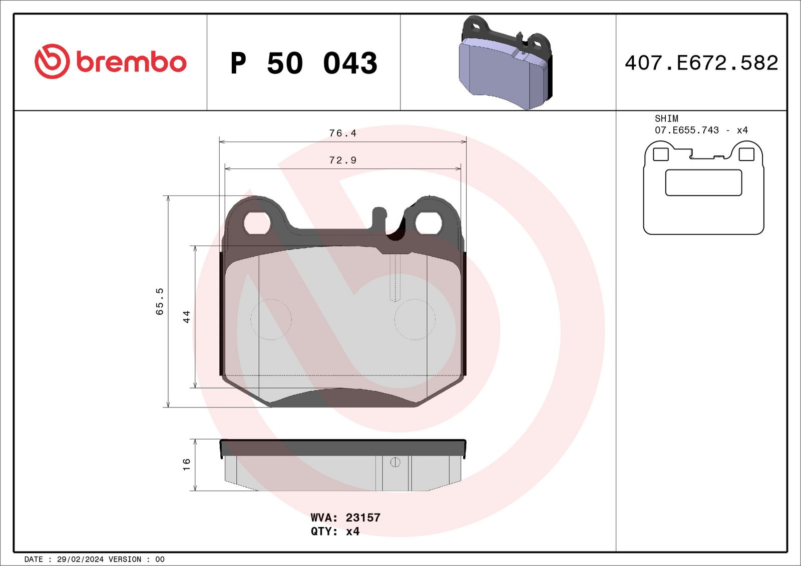 PRIME Low-Met Rear Disc Brake Pad Set - P50043_01
