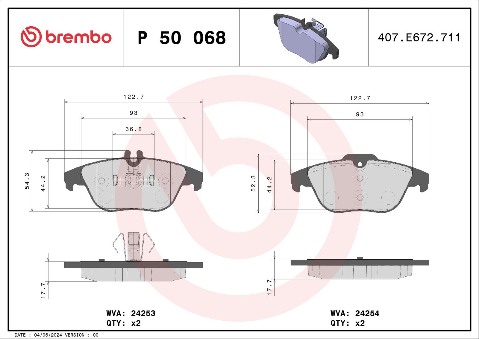 PRIME Low-Met Rear Disc Brake Pad Set - P50068_03