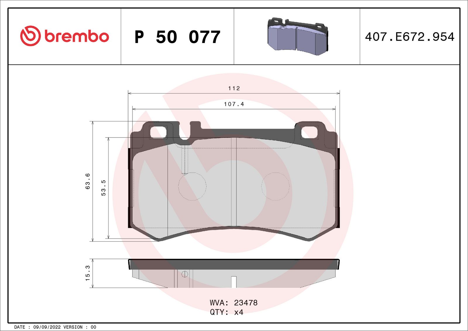 PRIME Low-Met Rear Disc Brake Pad Set - P50077_01