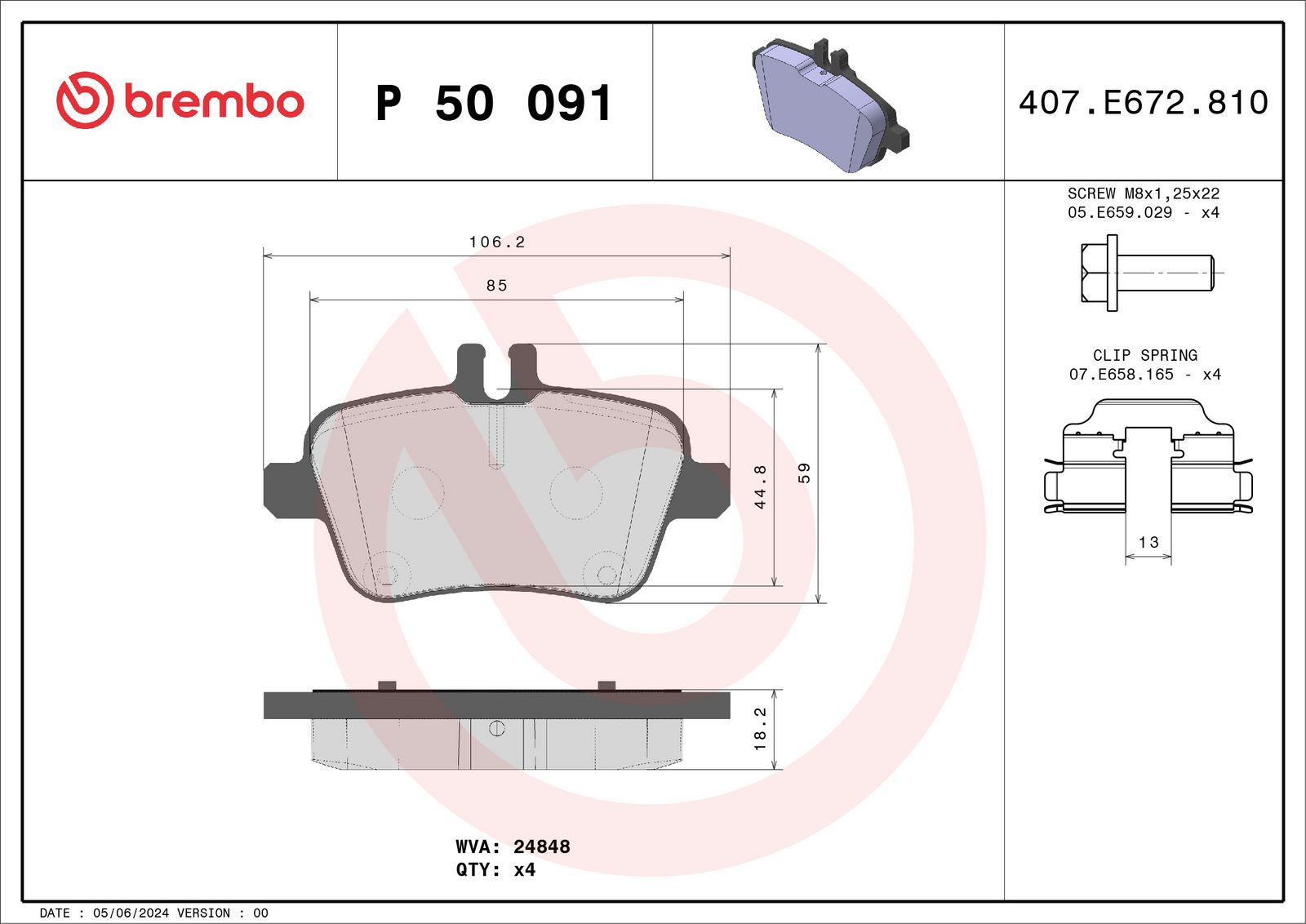 PRIME Low-Met Rear Disc Brake Pad Set - P50091_01