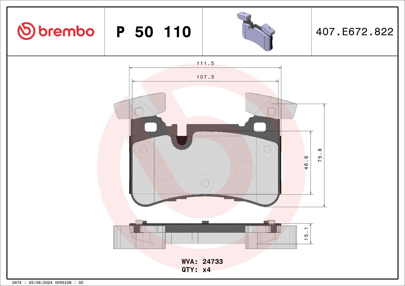 PRIME Low-Met Rear Disc Brake Pad Set - P50110_03