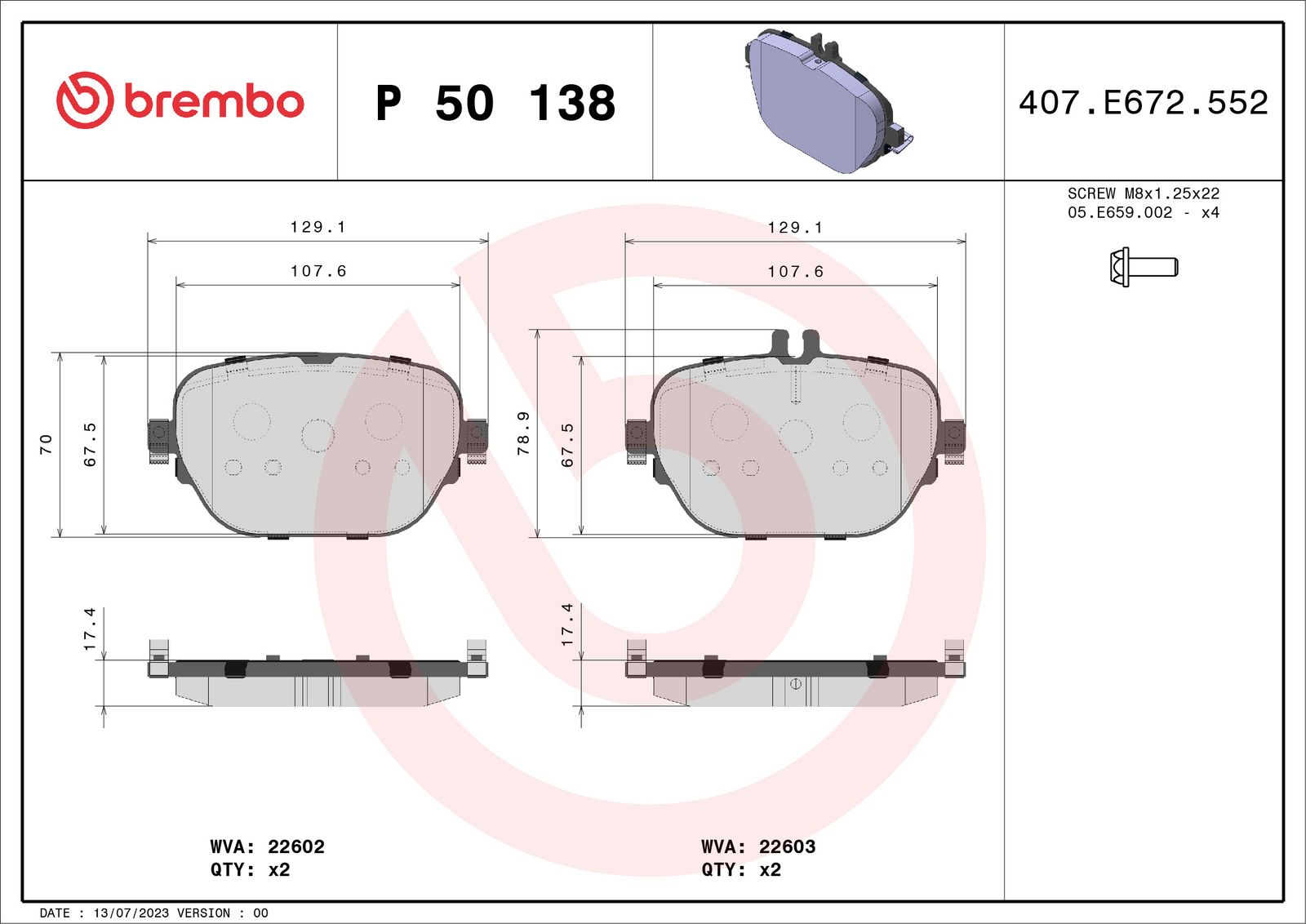 PRIME Low-Met Rear Disc Brake Pad Set - P50138_01