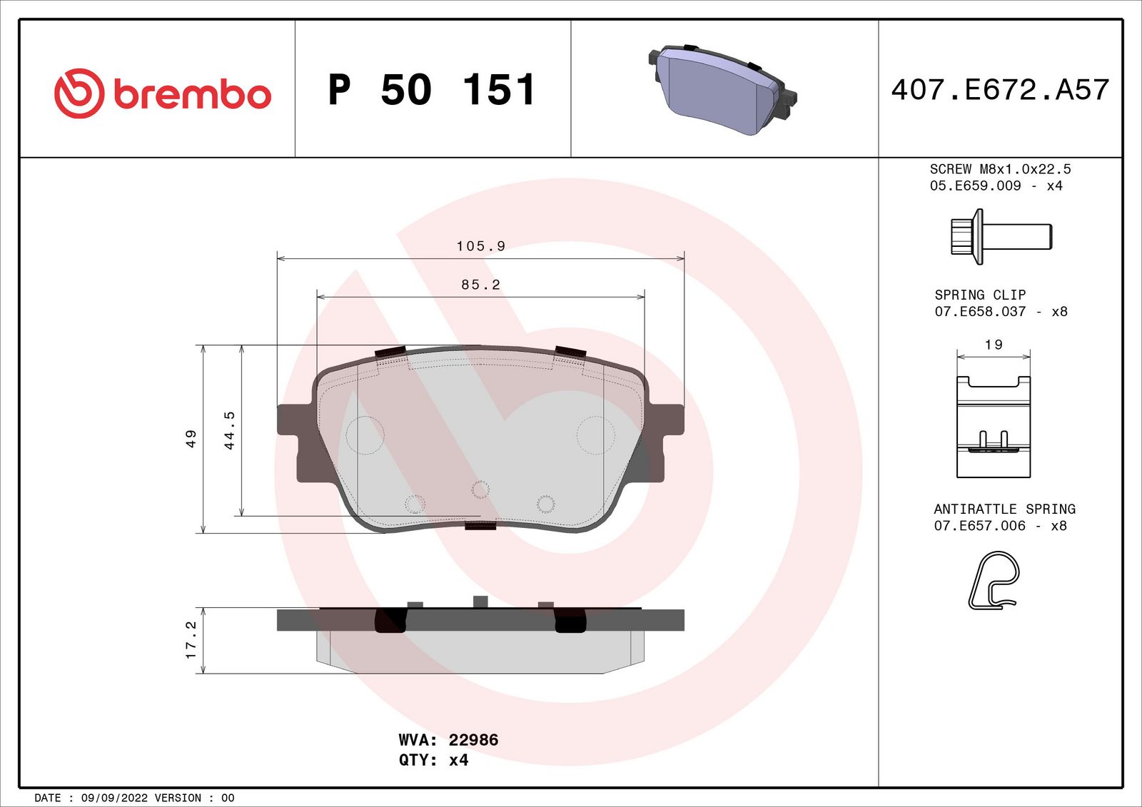 PRIME Low-Met Rear Disc Brake Pad Set - P50151_01