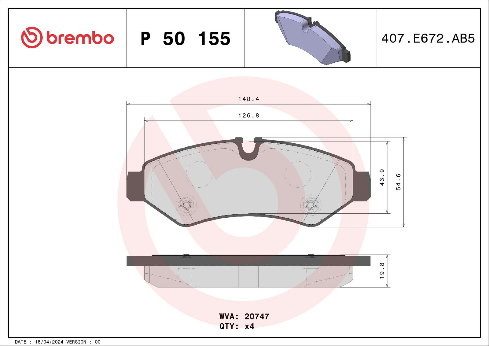 PRIME Low-Met Rear Disc Brake Pad Set - P50155_01