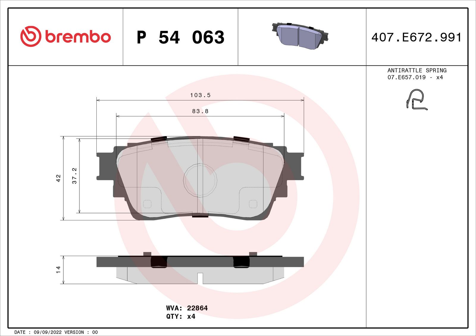 PRIME Low-Met Rear Disc Brake Pad Set - P54063_01