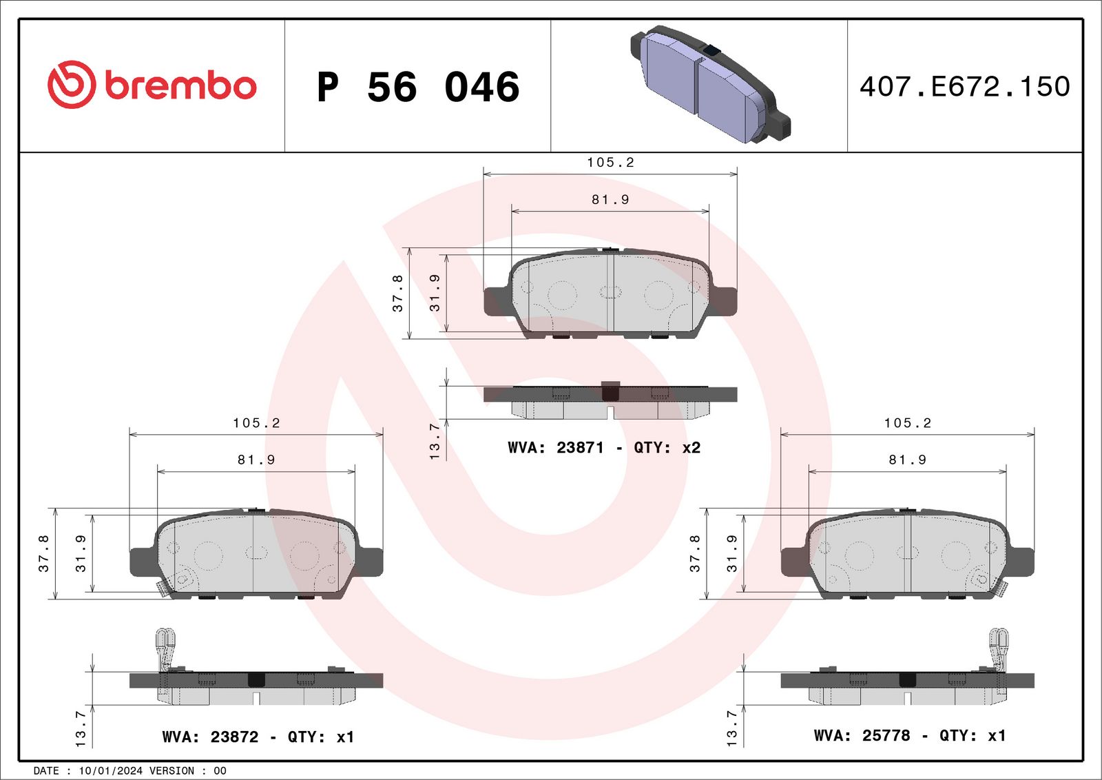 PRIME Low-Met Rear Disc Brake Pad Set - P56046_01