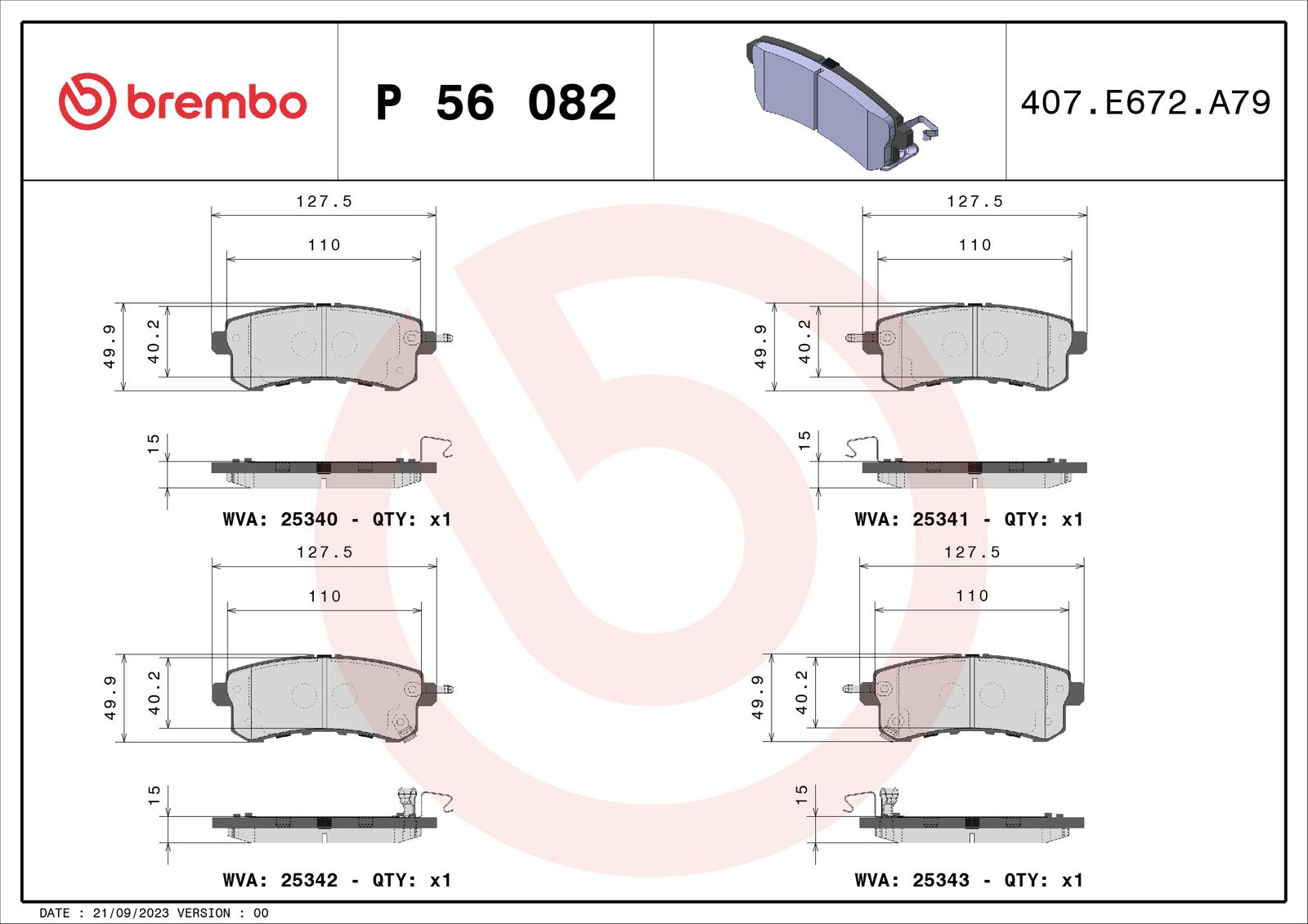 PRIME Low-Met Rear Disc Brake Pad Set - P56082_01