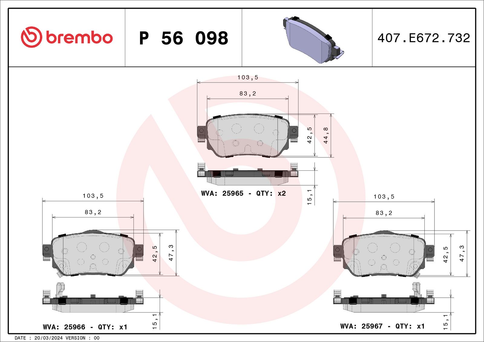 PRIME Low-Met Rear Disc Brake Pad Set - P56098_01