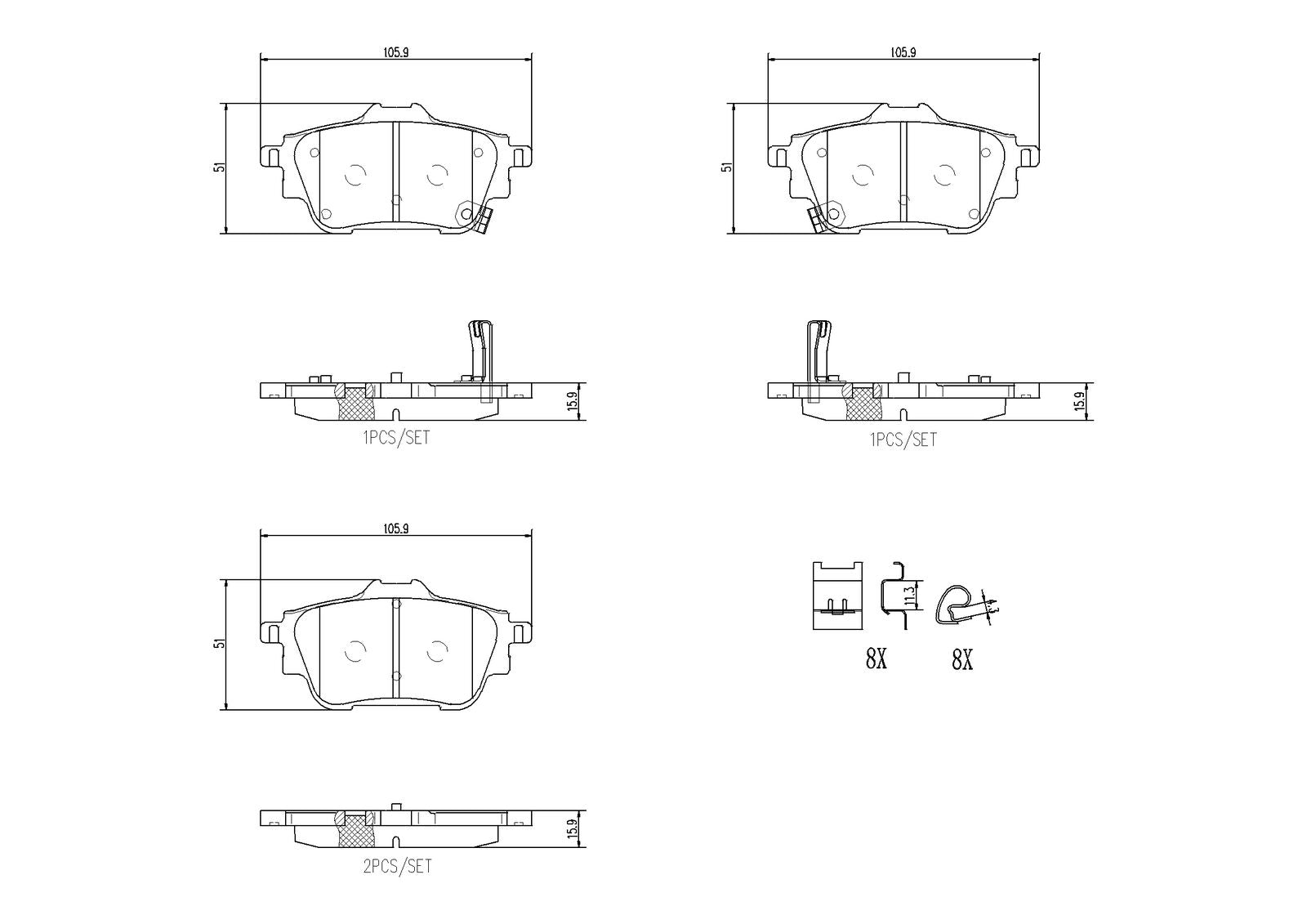 PRIME Low-Met Rear Disc Brake Pad Set - P56133_01