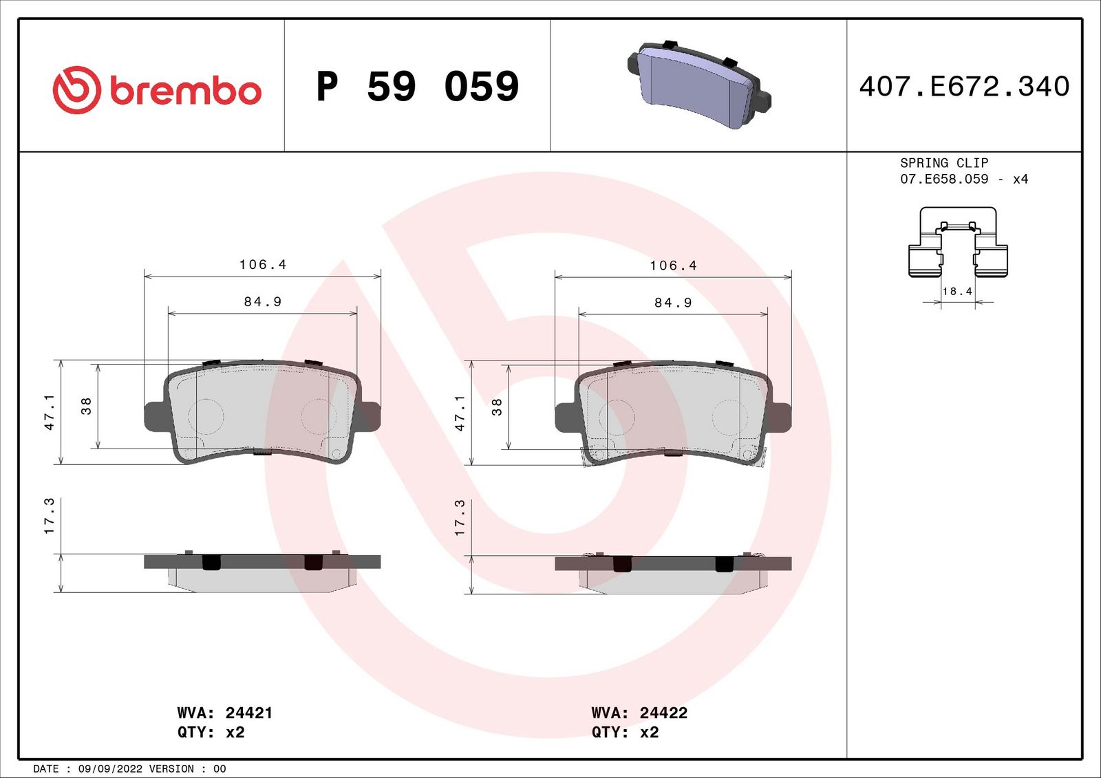 PRIME Low-Met Rear Disc Brake Pad Set - P59059_01
