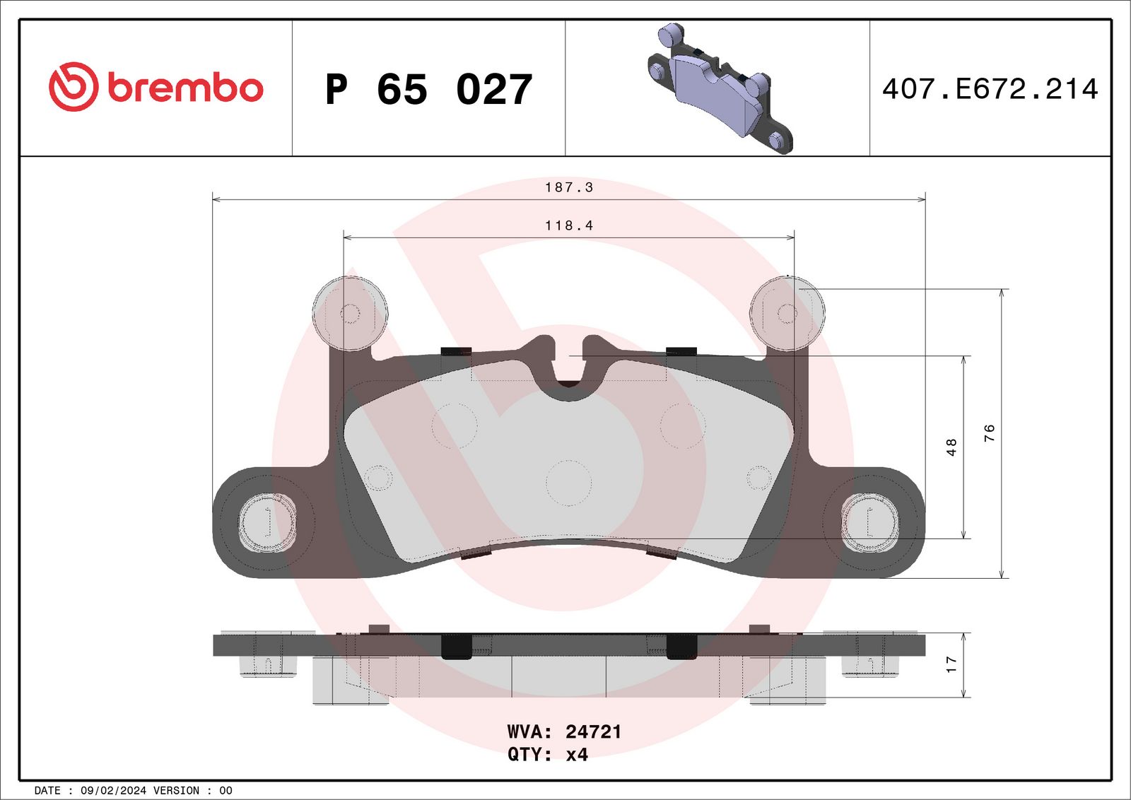 PRIME Low-Met Rear Disc Brake Pad Set - P65027_03