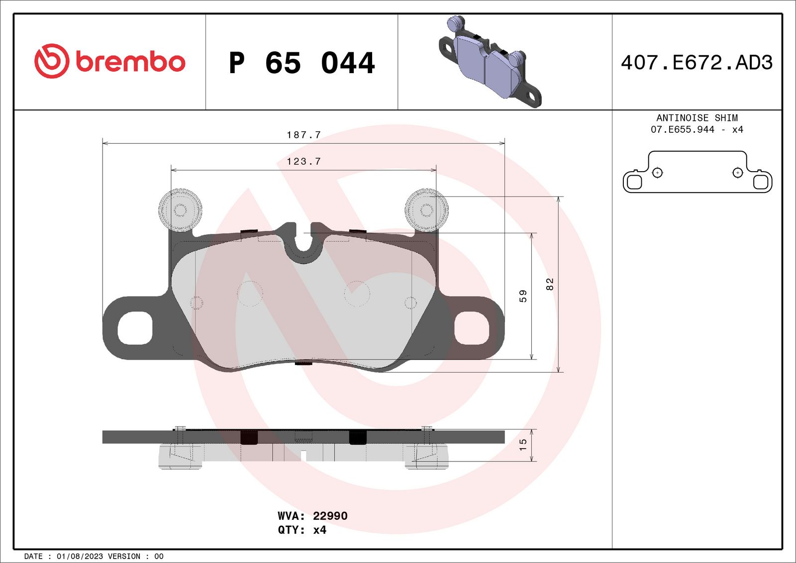 PRIME Low-Met Rear Disc Brake Pad Set - P65044_01