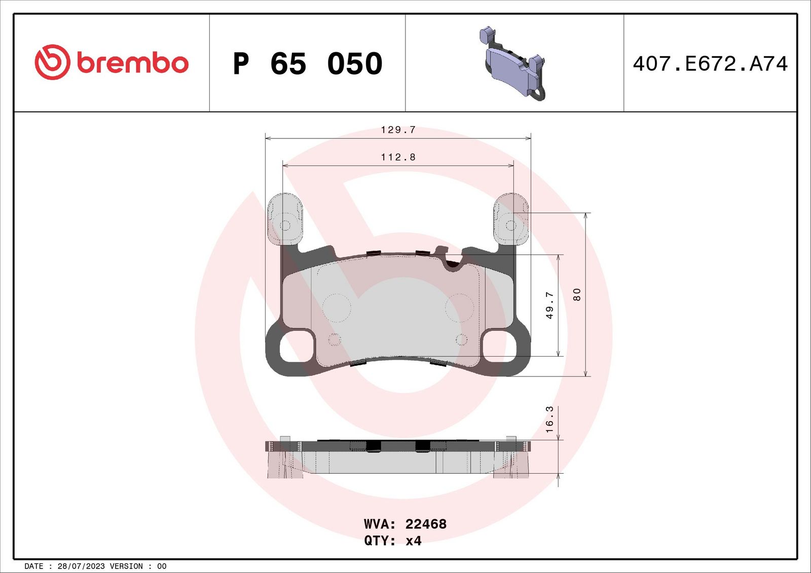 PRIME Low-Met Rear Disc Brake Pad Set - P65050_01