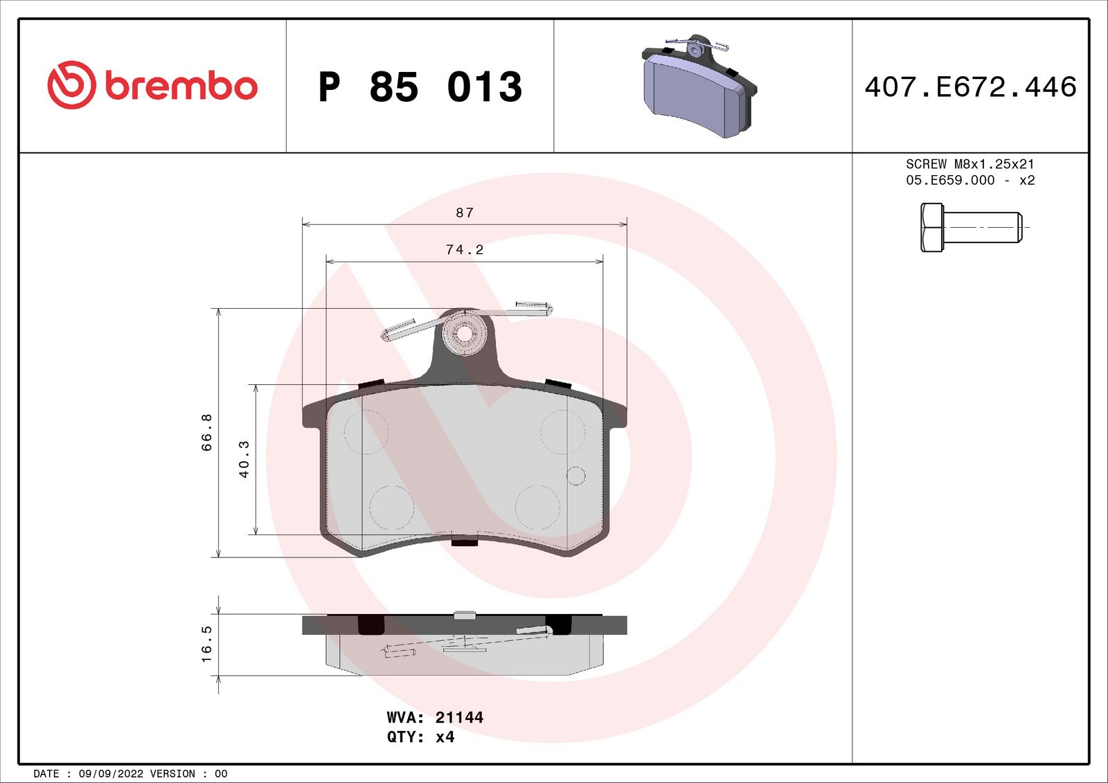 PRIME Low-Met Rear Disc Brake Pad Set - P85013_01