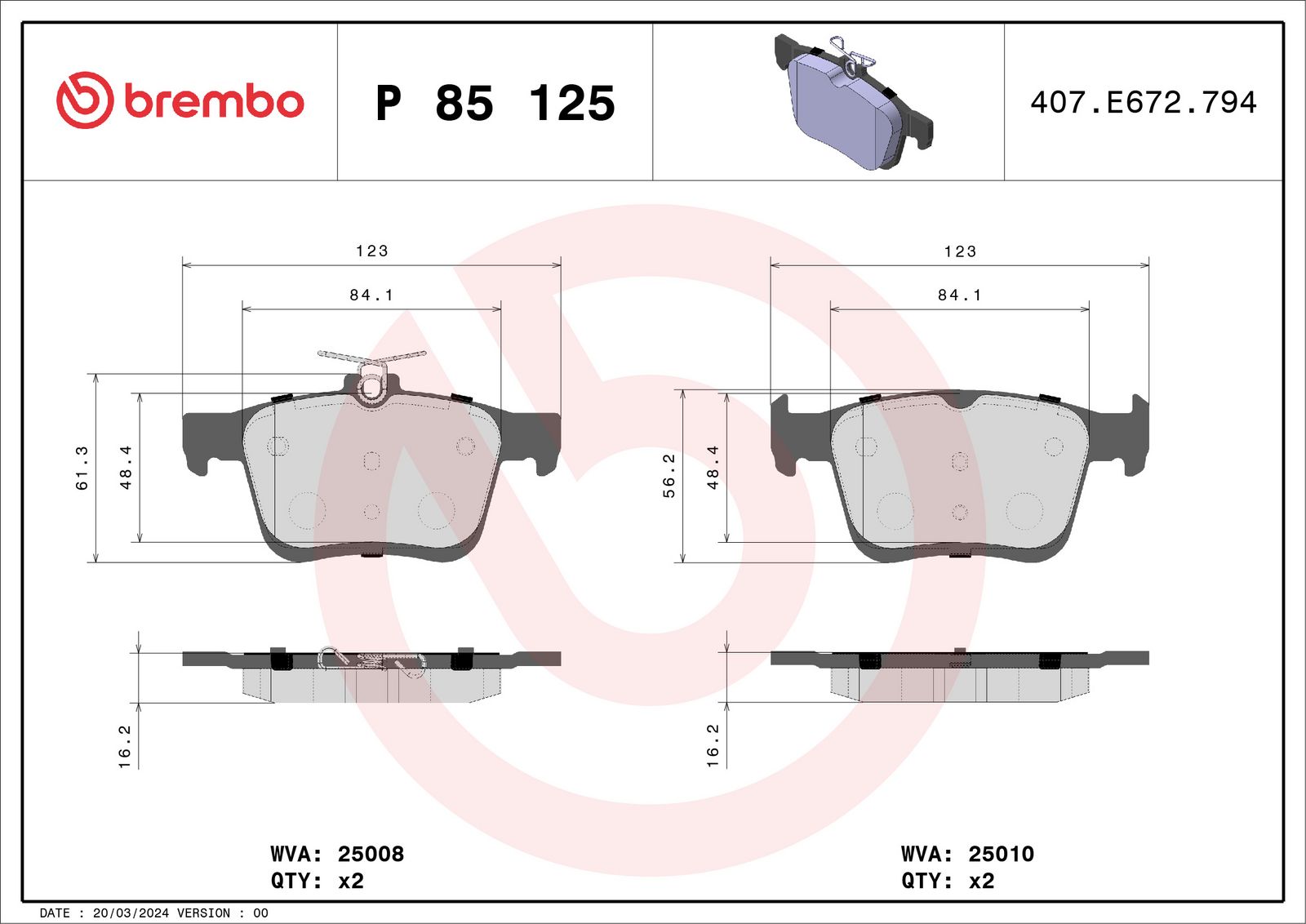 PRIME Low-Met Rear Disc Brake Pad Set - P85125_01