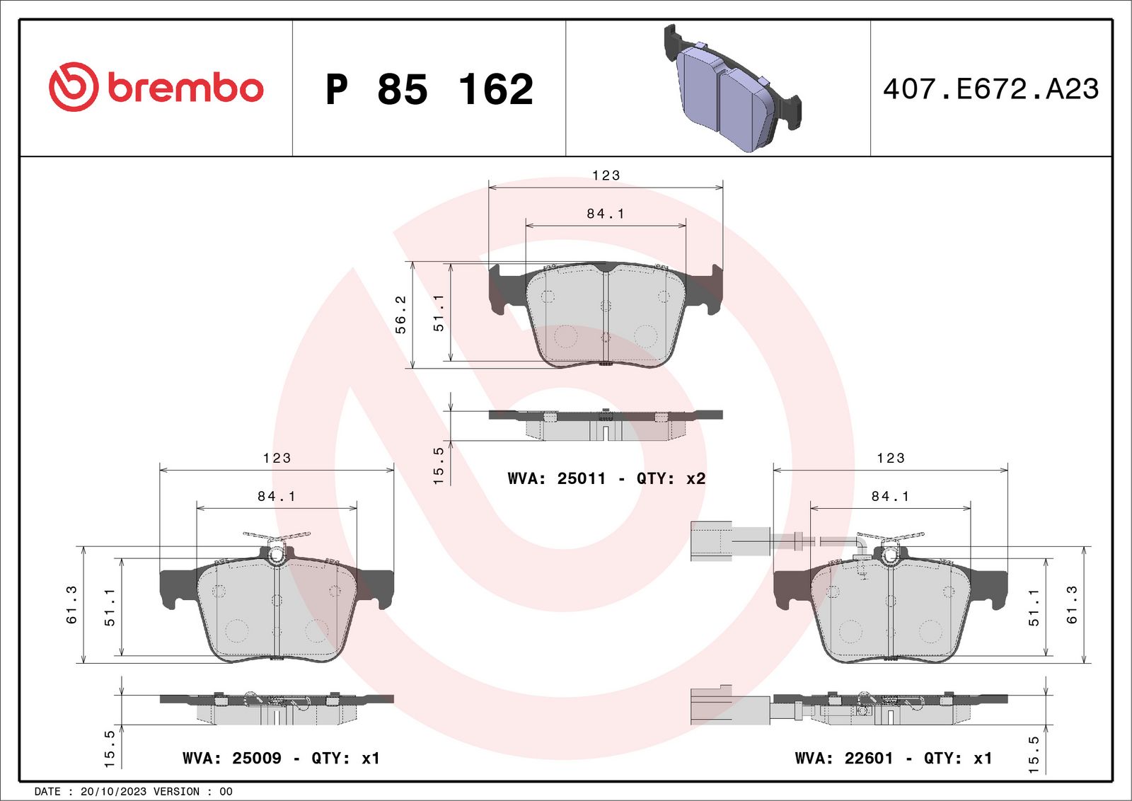 PRIME Low-Met Rear Disc Brake Pad Set - P85162_01