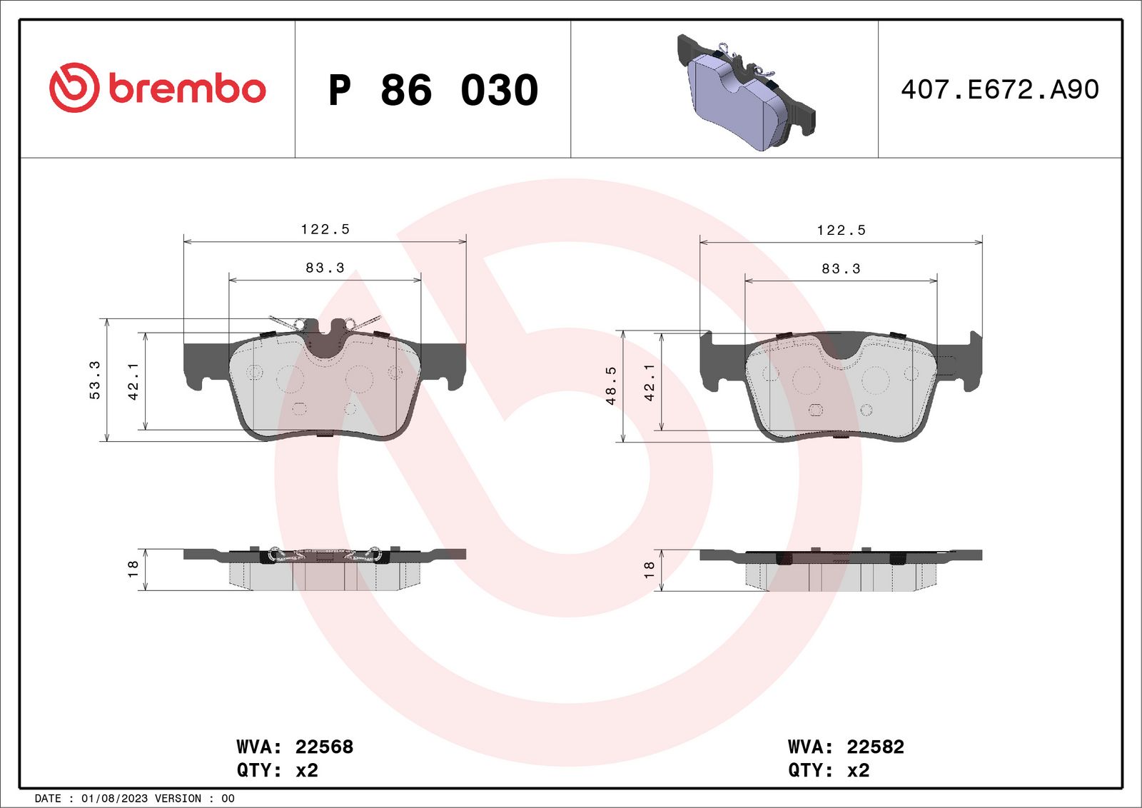 PRIME Low-Met Rear Disc Brake Pad Set - P86030_01