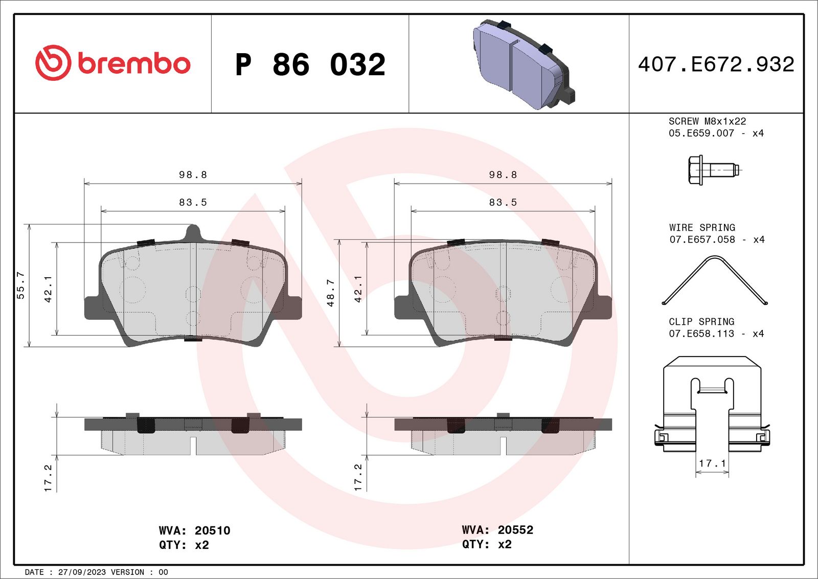 PRIME Low-Met Rear Disc Brake Pad Set - P86032_01