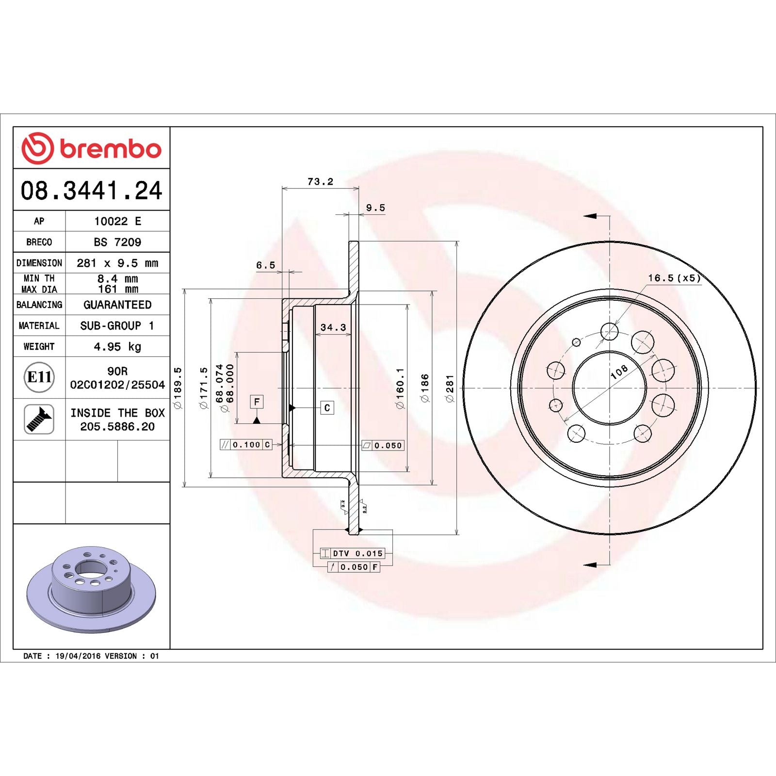 PRIME Rear Disc Brake Rotor - 08.3441.24_06