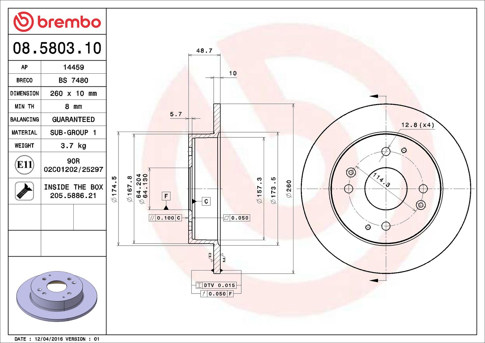 PRIME Rear Disc Brake Rotor - 08.5803.10_02