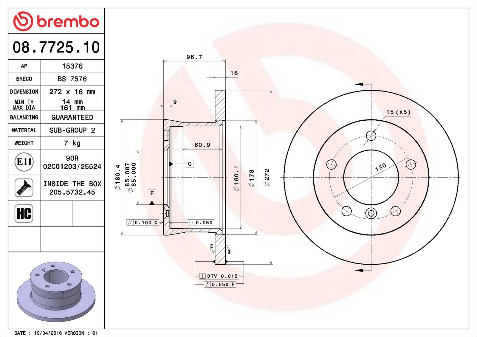 PRIME Rear Disc Brake Rotor - 08.7725.10_04