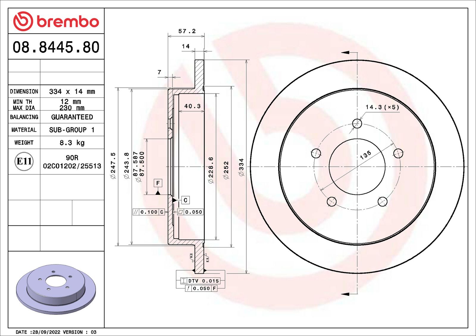 PRIME Rear Disc Brake Rotor - 08.8445.80_01