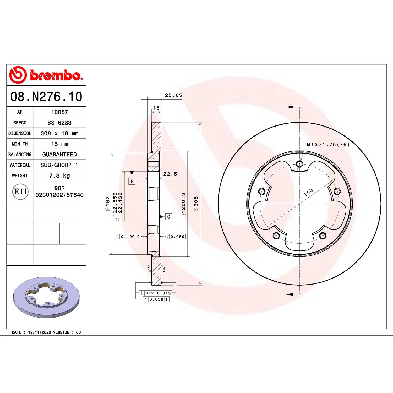 PRIME Rear Disc Brake Rotor - 08.N276.10_06