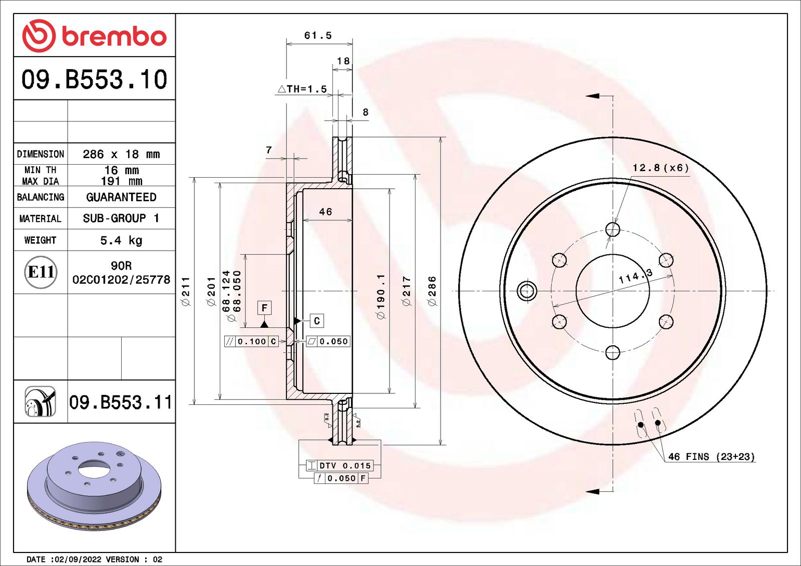 PRIME Rear Disc Brake Rotor - 09.B553.10_01