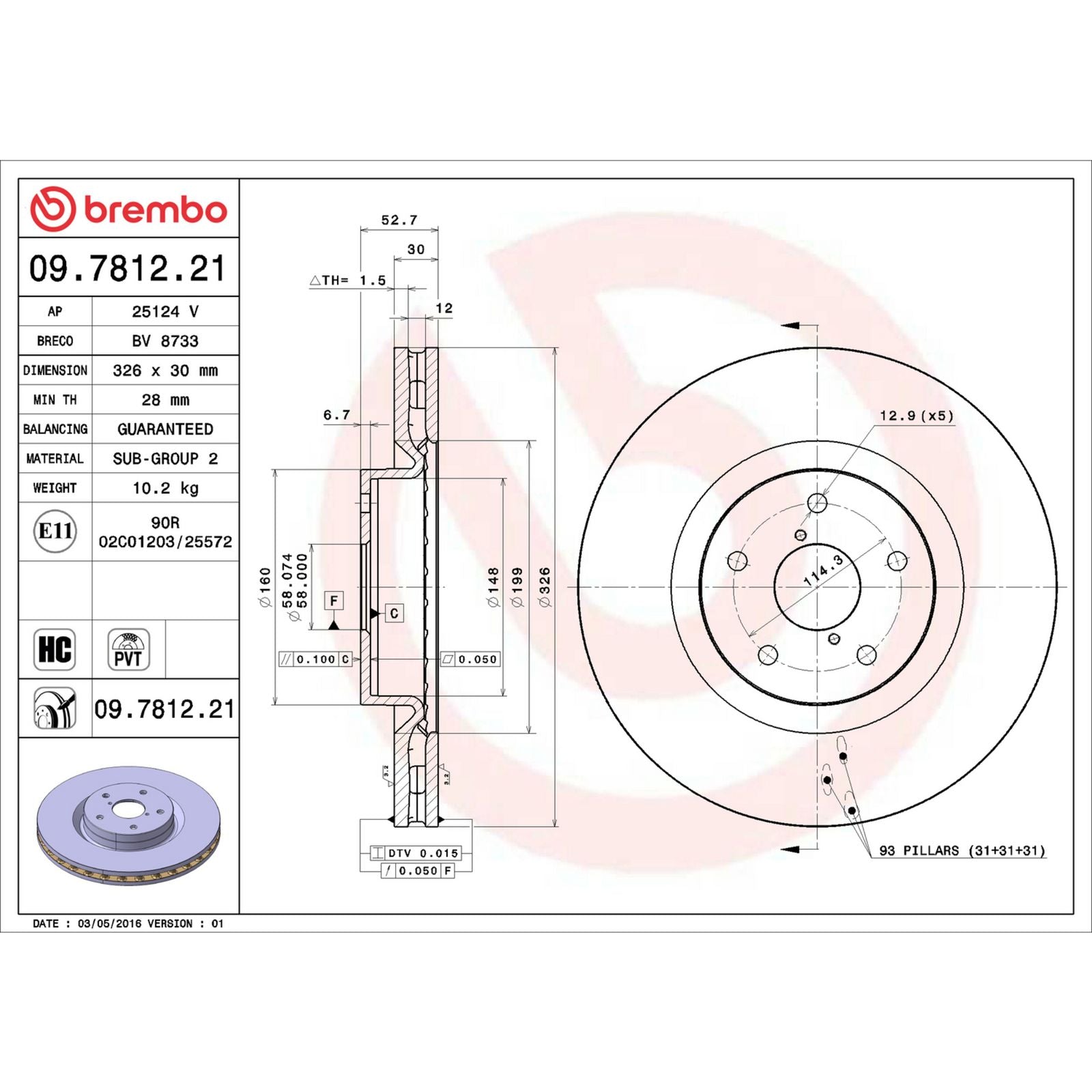 PRIME UV Coated Front Disc Brake Rotor - 09.7812.21_06