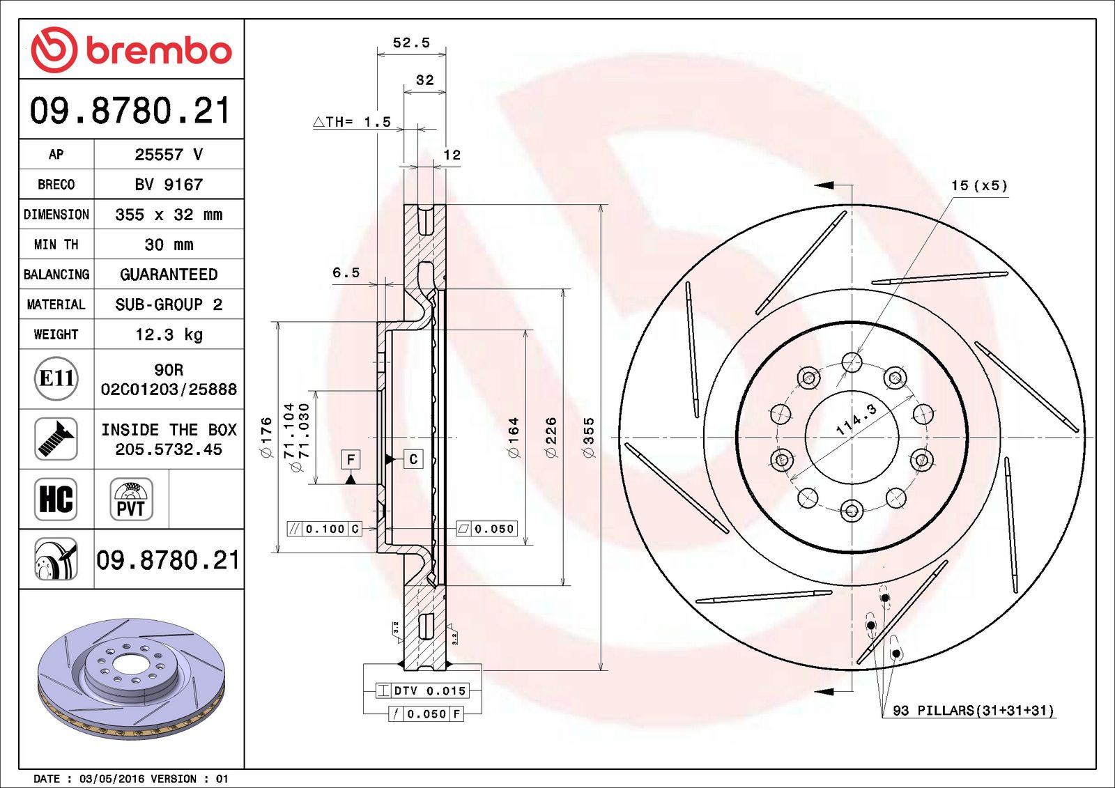PRIME UV Coated Front Disc Brake Rotor - 09.8780.21_06