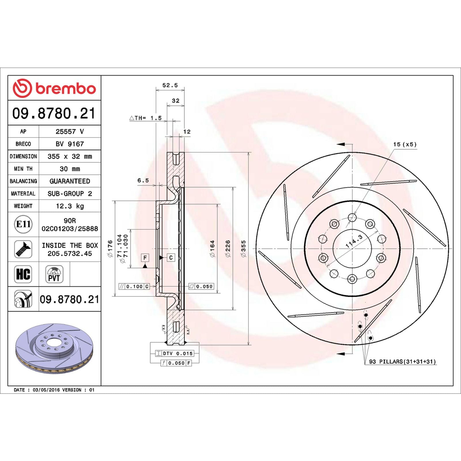 PRIME UV Coated Front Disc Brake Rotor - 09.8780.21_06