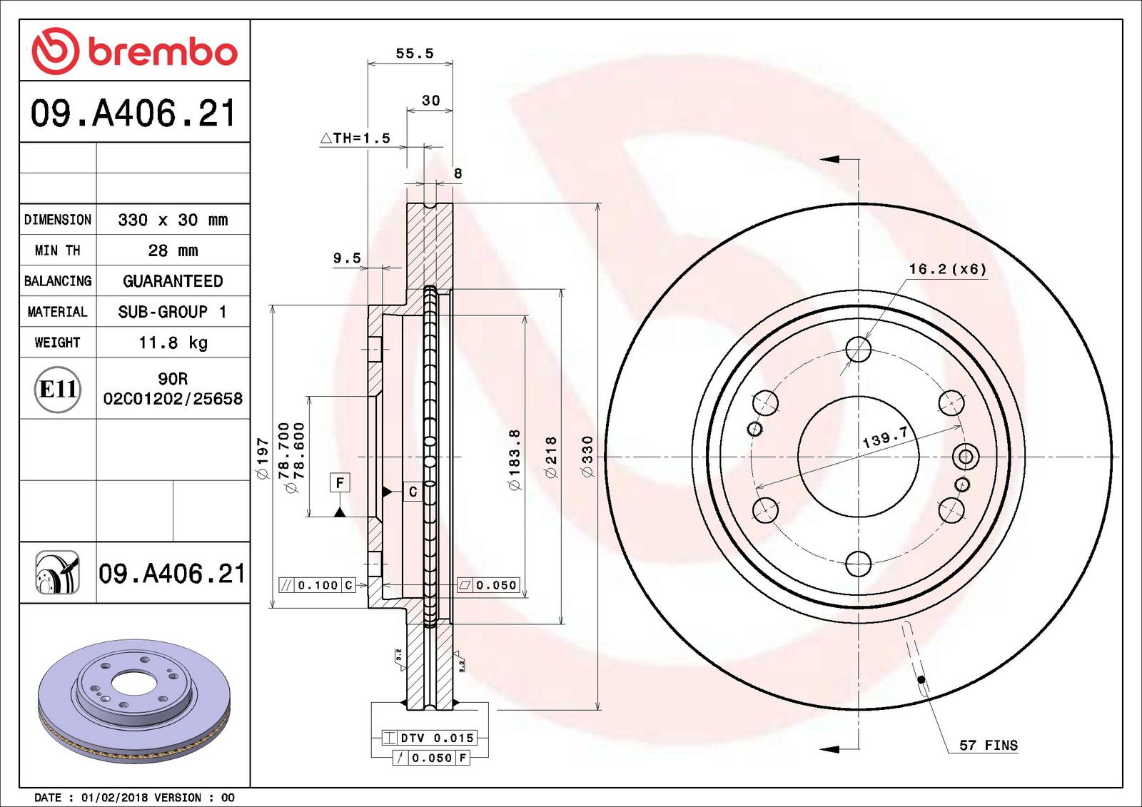 PRIME UV Coated Front Disc Brake Rotor - 09.A406.21_06