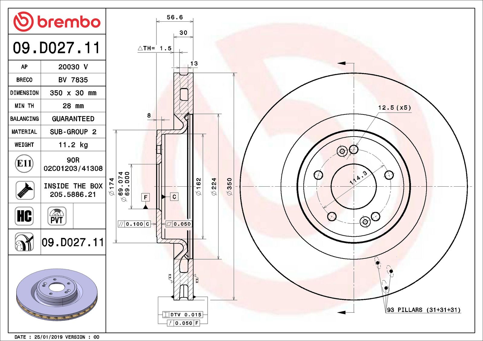 PRIME UV Coated Front Disc Brake Rotor - 09.D027.11_06