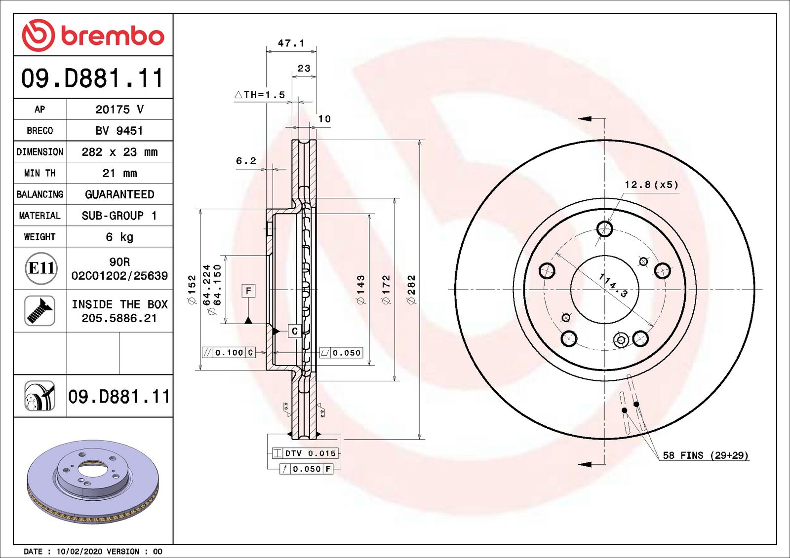 PRIME UV Coated Front Disc Brake Rotor - 09.D881.11_06