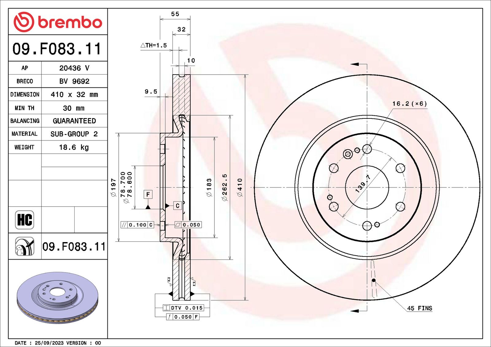 PRIME UV Coated Front Disc Brake Rotor - 09.F083.11_01