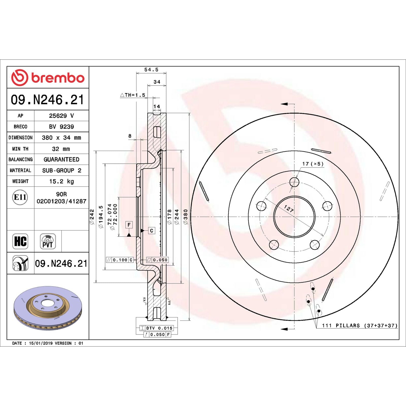 PRIME UV Coated Front Disc Brake Rotor - 09.N246.21_06