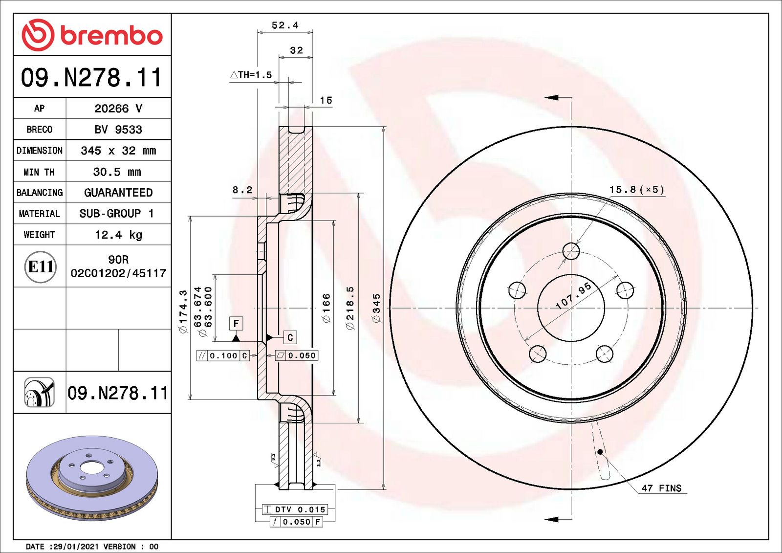 PRIME UV Coated Front Disc Brake Rotor - 09.N278.11_01