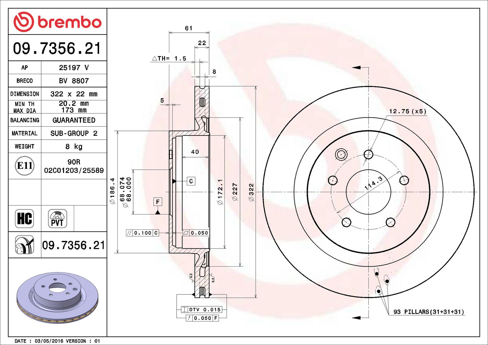 PRIME UV Coated Rear Disc Brake Rotor - 09.7356.21_06