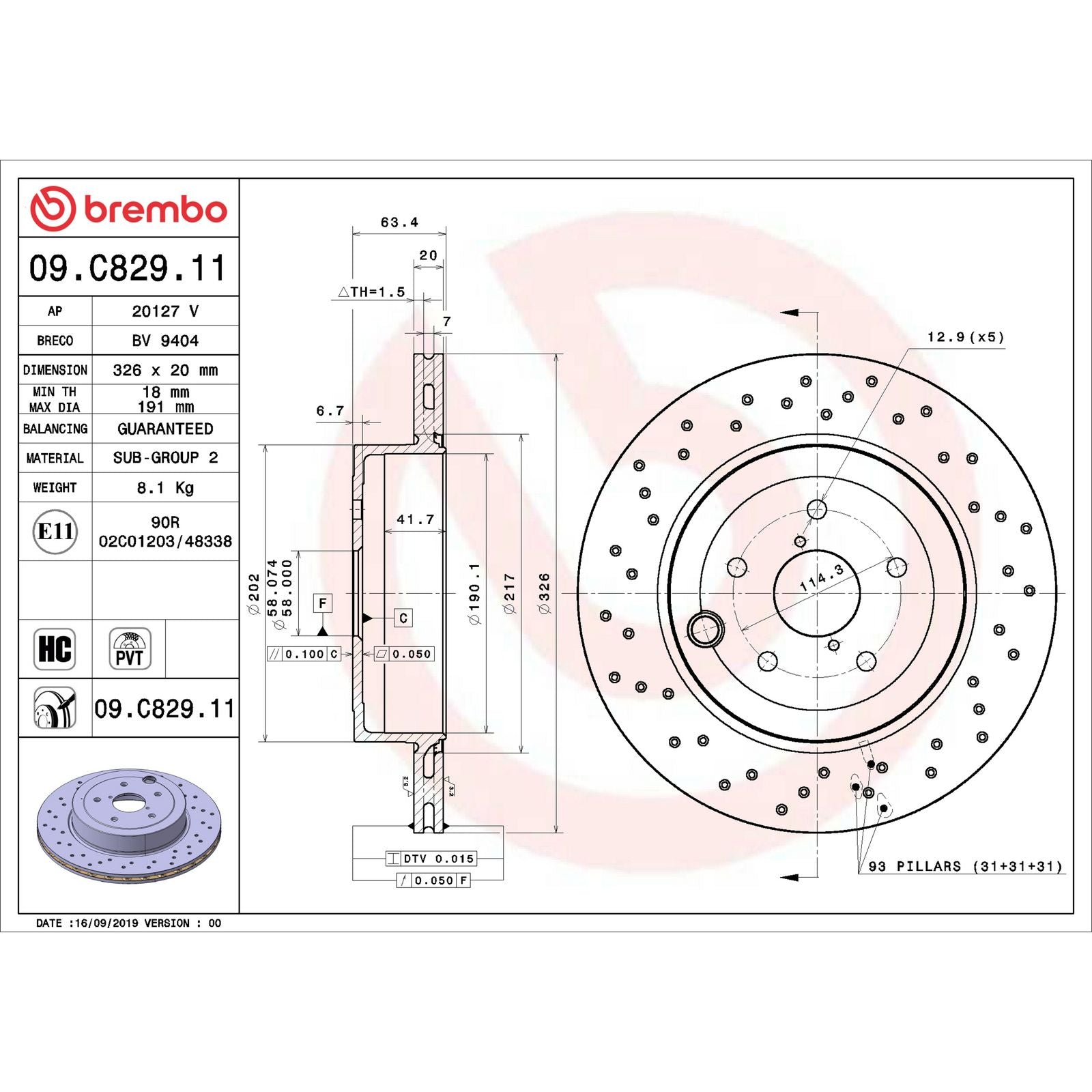 PRIME UV Coated Rear Disc Brake Rotor - 09.C829.11_06