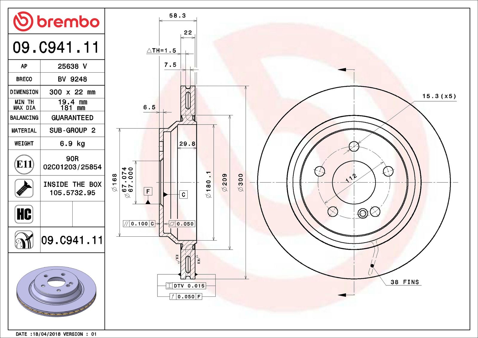 PRIME UV Coated Rear Disc Brake Rotor - 09.C941.11_06