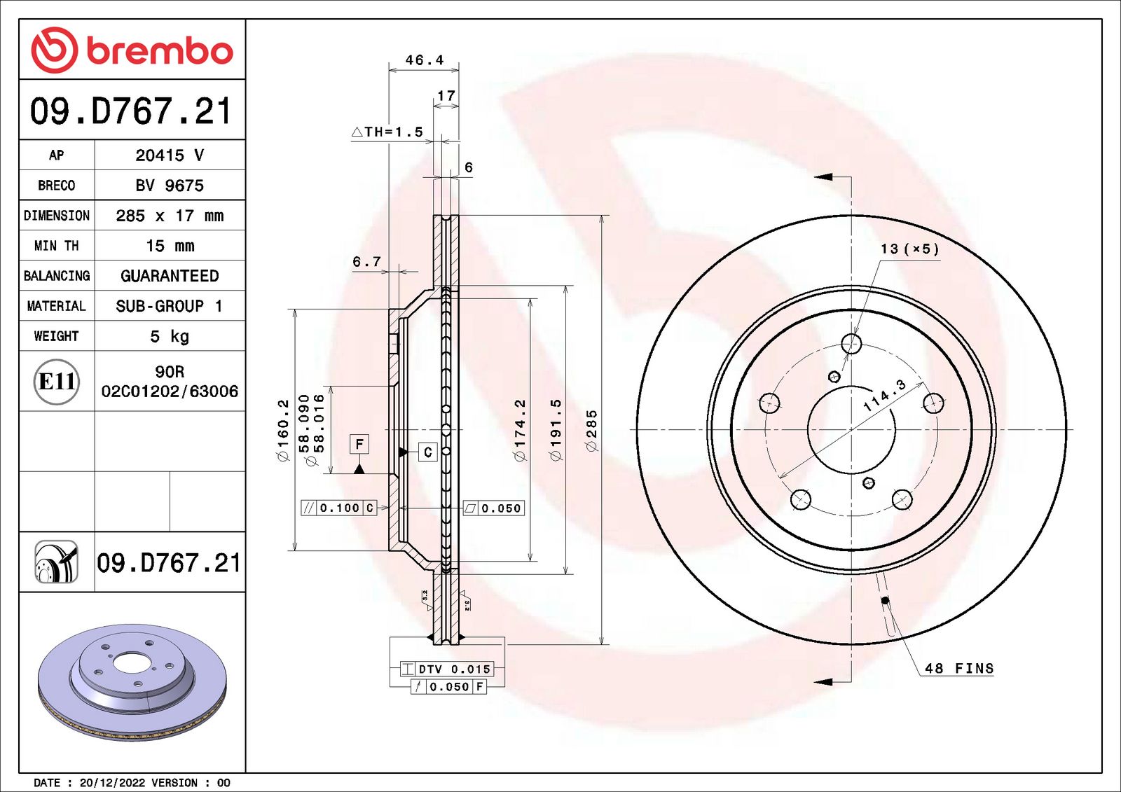 PRIME UV Coated Rear Disc Brake Rotor - 09.D767.21_01