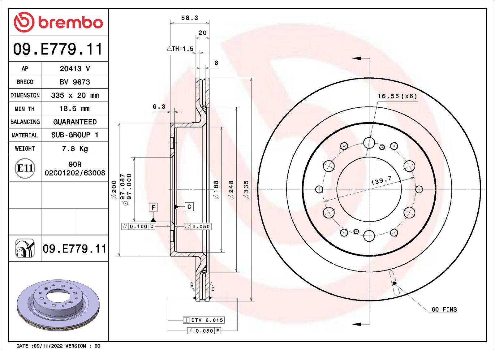PRIME UV Coated Rear Disc Brake Rotor - 09.E779.11_01