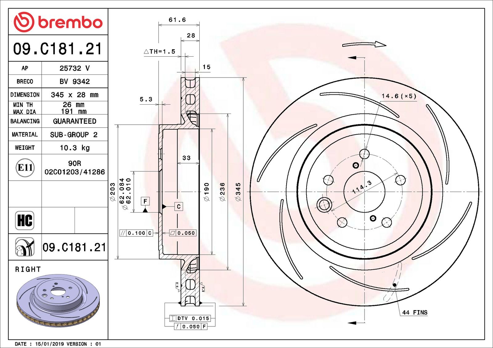 PRIME UV Coated Rear Right Disc Brake Rotor - 09.C181.21_06
