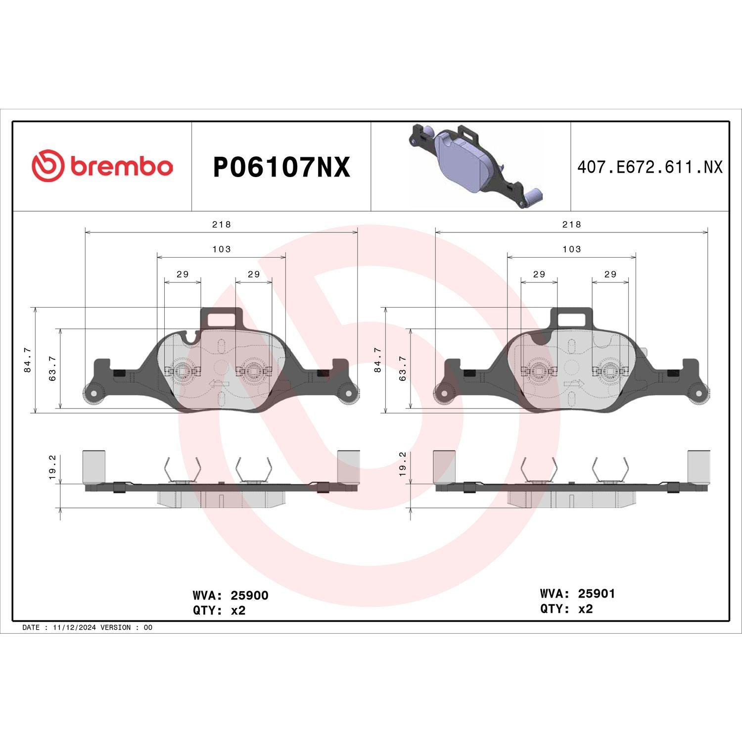 XTRA Ceramic Front Disc Brake Pad Set - P06107NX_04