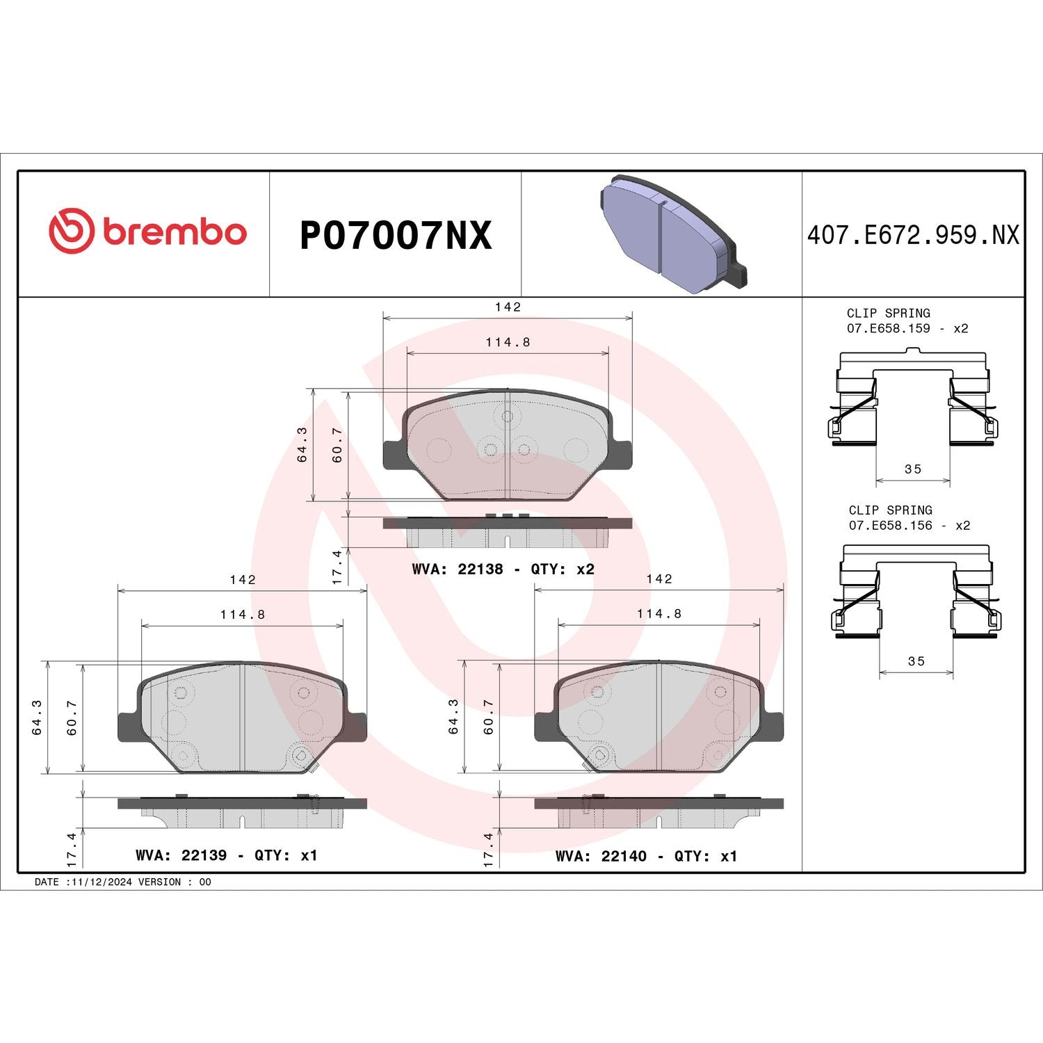 XTRA Ceramic Front Disc Brake Pad Set - P07007NX_01